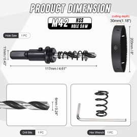 CoCud 8"(203mm) Hole Saw, M42 Bi-Metal Hex Shank Hole Cutters Drill Bit with Spring - Cutting Tool for Metal Gypsum Board Plywood. Black