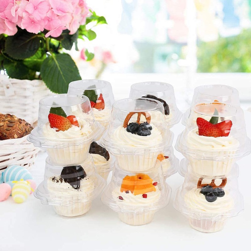 LotFancy Plastic Individual Cupcake Containers, 50 Pcs Disposable Cupcake Holders