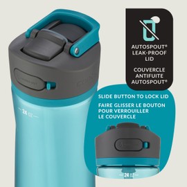 Contigo Ashland 2.0 Water Bottle with Straw and Leak-Proof Locking Lid, BPA-Free Plastic, Dishwasher Safe, Juniper, 24 oz (709 mL)