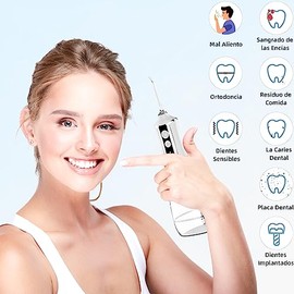Irrigador Bucal,Water Flosser para Limpie Dientes de Manera Científica y Profunda Irrigador Dental con 3 Modos y 5 Puntas,Hilo Dental de Agua Inalámbrico 300ML,Limpiador de Dientes Eléctrico,Recargable&Portátil para Viajes y Hogar