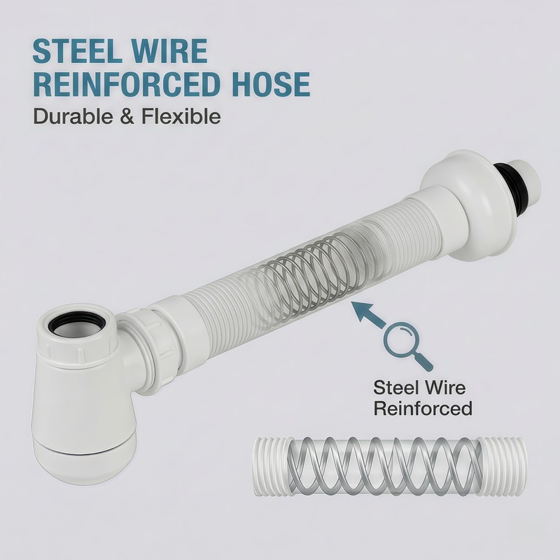 Universal Flexible Bottle Trap for Bathroom Sink Drain - 1-1/4