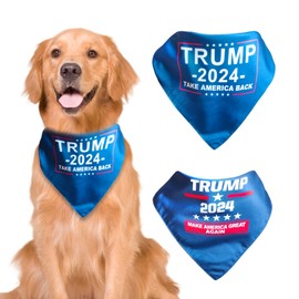 Trump Dog Bandana 2Pcs, Dog Bandanas Breathable Pet Triangle Scarf, American Flag Trump Bandana for Medium Large Dogs
