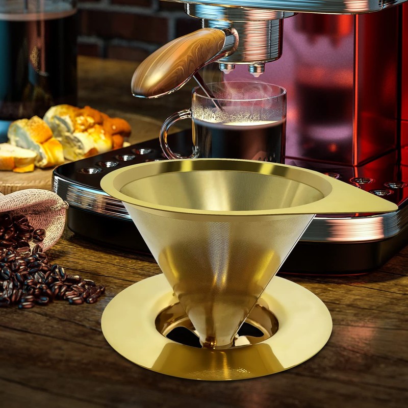 LHS Pour Over Coffee Dripper Reusable Coffee Filter Paperless Coffee