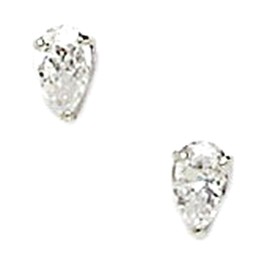 14k White Gold 5x5mm Pear Cubic Zirconia Basket Set Earrings Stud Earring for Women