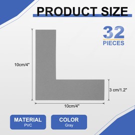 PATIKIL 5S Location Marking Corner, 32 Pcs 4 x 4 x 1.2 Inch PVC L-Shape Floor Marking Tape Workplace Floor Organization Markers for Office Warehouse Desk Table Top, Gray