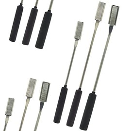 AAProTools Equine Dental Float RASP Veterinary Instruments – Stainless Steel with Black Handle – Set of 3 Up, Down & Straight