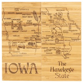 Totally Bamboo Iowa State Puzzle 4 Piece Bamboo Coaster Set with Case