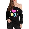 MAGICMK 80s Outfit for Women,Off Shoulder Long Sleeve,80s Outfit Sweatshirt