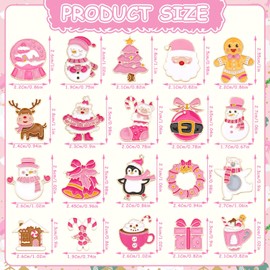 36 PCS Pink Christmas Enamel Enamel Brooch, Christmas Bulk Label Pins Cute Santa Claus Wreath Snowman Elk Angel Reindeer Candy Cane Brooch Pins for Clothes Backpack Jewelry Hat Jacket Decoration
