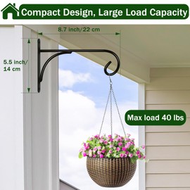 CQ Garden Plant Hangers Outdoor, Metal Iron Wall Plant Hanger Hook, Hanging Plant Bracket, Bird Feeder Hanger, Hanging Basket Hook for House Decor(8.7inch, 1Pack)