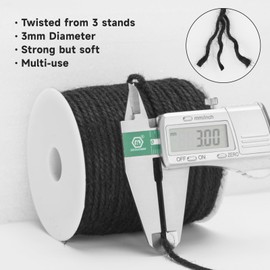 G2PLUS 100 m Black Jute Twine Cord Garden Cord Craft Cord Decorative Cord 3 mm Jute Cord for DIY Household Arts Gardening Decoration