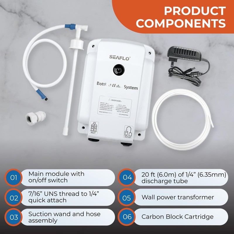 SEAFLO Bottled Water System - Convenient On/Off Switch, 20ft Discharge