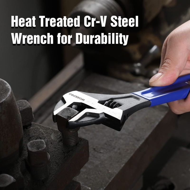 WORKPRO 2-Piece Adjustable Wrench Set, 6-Inch & 10-Inch Wide Jaw