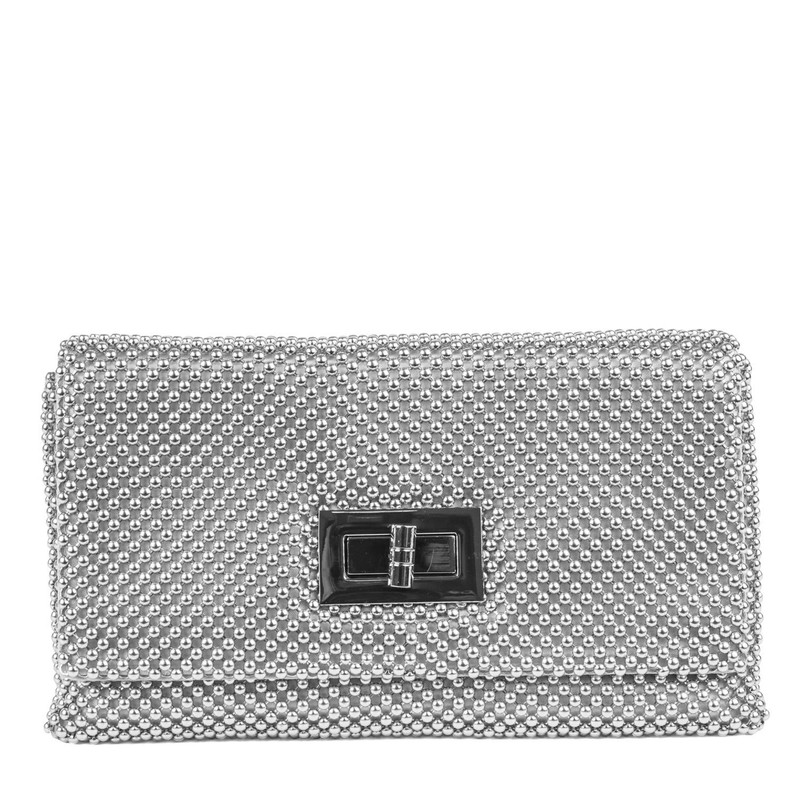 Jessica McClintock Women's Trina Mesh Clutch, Silver, One Size