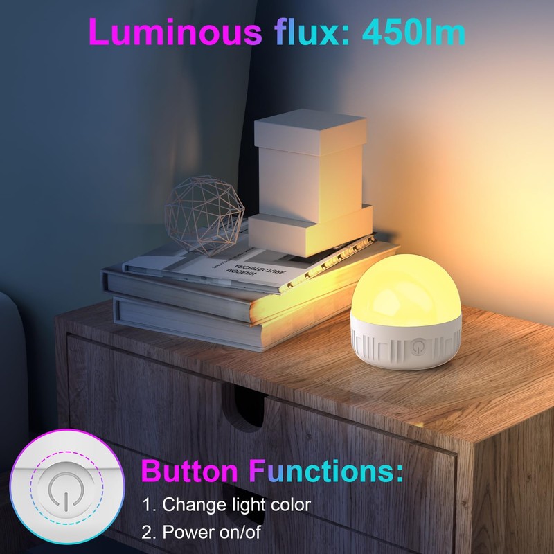 LGMCF Rechargeable Light Bulb with Remote - E26 2Pack 6W