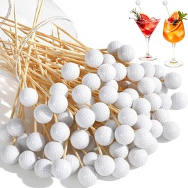100 Golf Ball Cocktail Picks, 4.9 in Fancy Toothpicks for Appetizers, Decor