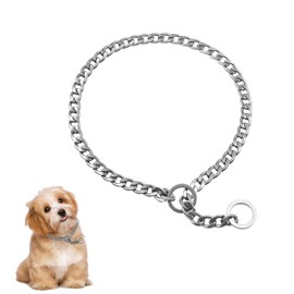 Monlida Collar de Cadena para adiestramiento de Perros, Gargantilla Ajustable de Acero Inoxidable para adiestramiento de Perros para Perros pequeños, medianos y Grandes (A, S)