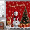 MSAYNFG Christmas Snowman Shower Curtain Red Xmas Trees Deer Winter