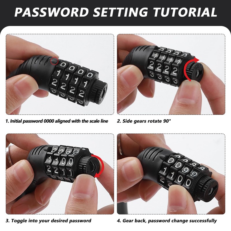 High Security Cable Bicycle Lock Heavy Duty Digits Codes Cycling