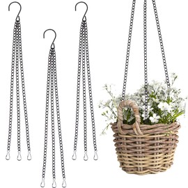 YSYONM Hanging Baskets Chains 16Inch Plant Hanging Chains 3 Leads Flower Pot Hanger for Bird Feeders, Planters, Lanterns and Ornaments (Black, 3Pack)