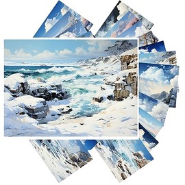 PIXILUV Vintage Postcards (24 pcs 4"x6" each) Amazing Snowy Oceans wtih Lovely Fluffy Clouds Vintage Postcards Retro Greeting Card Book Illustration Reprint