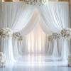 20ftx12ft Wrinkle Free White Backdrop Curtain, 4 Panels 12FT Height