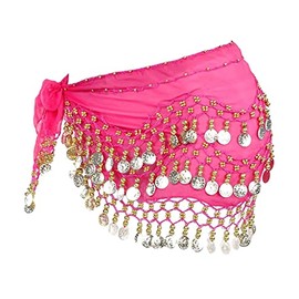 Morices Belly Dance Hip Scarf, Belly Dancing Skirt Hip Scarves with Dangling Gold Coins for Performance Costume Belly Dance Yoga Class