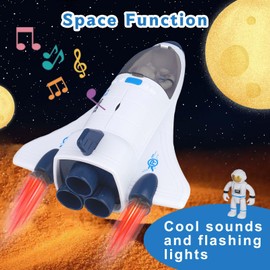 Siairo Space Shuttle Rocket Toy for Children, Space Toy for Boys Girls, Science Educational Toy, Astronaut Figures (Blue)