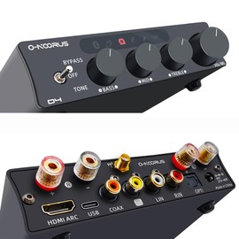 O-NOORUS D4 TPA3255 PFFB Bluetooth 5.3 Stereo Amplifier 300Wx2,2.1 Channel Home Audio Class D Power Amp with Subwoofer Output and HDMI ARC Optical Coaxial USB RCA Inputs,3 Band EQ Tone,48V5A Power