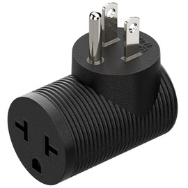 Right Angled 4 in 1 NEMA 5-15P Power Adapter, Plugrand NEMA 5-15P to 5-15R, 5-20R, 6-15R, 6-20R AC Adapter, 15A to 20A 90 Degree Adapter, USA Male to Female Power Adapter
