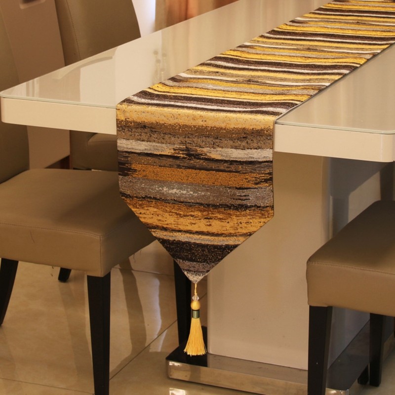 Classic European Style Table Runner Home Tablecover Decorative with Tassels