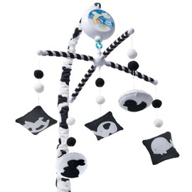 EVERLOVE Montessori Mobile Baby for Crib (TINITIGIES) - Digital Music Box with 12 lullabies & 3 Modes (Rotating only, Music only, or Both) - Black and White Baby Mobile for Boys & Girls