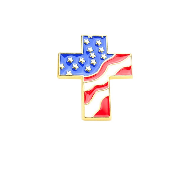 U.S.A.Flag American Flag Cross Pins Waving, Enamel Lapel Pin, Cute