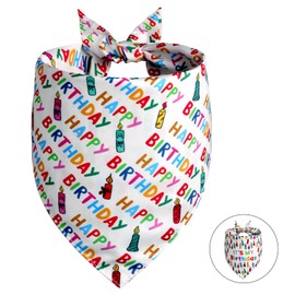 Agroon Dog Birthday Bandana Boy Girl Large 1PCS, 2 Patterns Durable Triangle Reversible Scarf Bibs Handkerchief for Puppy Pet