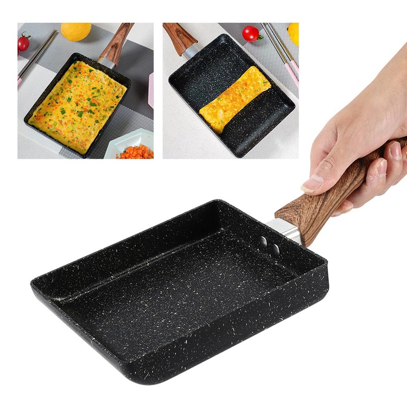 Tamagoyaki Rectangular NonStick Saucepan Black Practical Frying Pan Kitchen Supplies