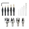 HLJMRD 15Pcs Countersink Drill Bit Set, Wood Plug Cutter Set,