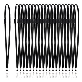 BUYGOO 50PCS Breakaway Lanyards for Id Badges, Breakaway Lanyards with J-Hook Bulk, Black Lanyards for Id Badges, Black Soft Woven Neck Lanyards, Break Away Lanyard, Safety Lanyard Breakaway