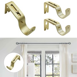 Kowibcl Adjustable Curtain Rod Wall Brackets, Set of 2, Gold, for 1 Inch Diameter Curtain Rod