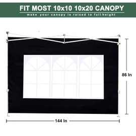 JANCANOPY Sidewall for 12x12 Straight Legs Canopy,3 Pack Sunwalls Only, (Black)
