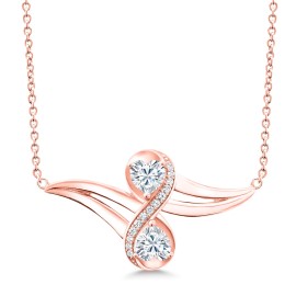 Gem Stone King 18K Rose Gold Plated Silver Necklace Moissanite 1.00ct DEW