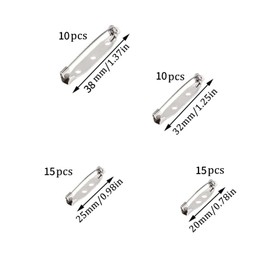 50Pcs Brooch Pins, Brooch Backs Silver Bar Pins, Back Clasp Brooch Secure Brooch Pins for Crafting Badges Stationary Bandages Sewing Dressmaking Name Tags(20mm, 25mm, 32mm, 38mm)