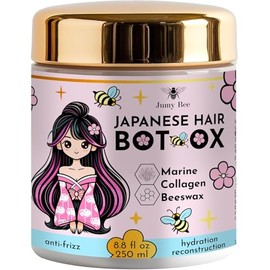 Mascarilla japonesa BTX para cabello dañado B-TOX - Tratamiento de colágeno y queratina con cera de abejas y algas marinas, antiencrespamiento, repara