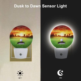 EKOBLA Golf Ball LED Night Light Golf Course Grassland Dusk to Dawn Night Lamp Auto Sensor for Home Indoor Bathroom Hallway Kitchen