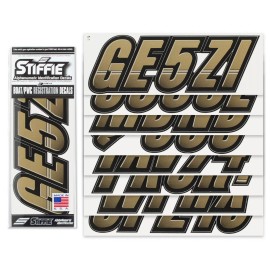 STIFFIE Techtron TT16 Boat PWC Letter Number Decal Registration MET. GOLD BLACK