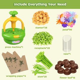 Arts and Crafts Kit for Kids Ages 4-8,Fabric Flower Bouquet Toys,DIY Flower Market Toys,Build Your Flower Bouquet,Educational Christmas Birthday Gifts for 3 4 5 6 7 8 9 Year Old Girls (CA Green)