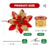 Labeol 15PCS Glitter Poinsettia Christmas Flowers Decorations with Clips and