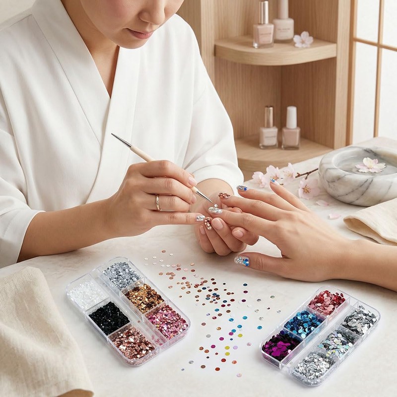 CHENLONB Nail Hologram Nail Sequins 2 Case, Ultra Thin, Sparkly