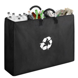 Yiomxhi Deposit Bottles Collection Container with 3 Compartments, 96 L Large Deposit Bottles Container Storage, Foldable Empty Bottle Collector Bottle Bag for Kitchen & Storage Room, Black