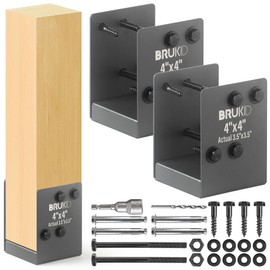 Brukid Stainless Steel 4 x 4 (Actual: 3.5" x 3.5") Deck Post Base, Post Anchor Bracket, Concrete Support Anchor Base for Deck Railing, Fences, Mailboxes (2pack- Dark Gray)