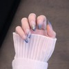 24pcs Navy Gradient Nail Tips French Nail Pearls for Wedding,